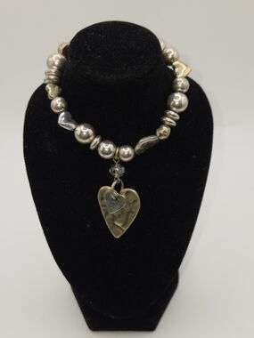 Two-Tone Heart Pendant Necklace - Silver and Gold